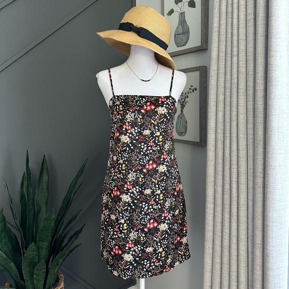 Forever 21 Dresses & Skirts - Forever 21 Black Whimsigoth Babydoll Floral Slip Mini Dress